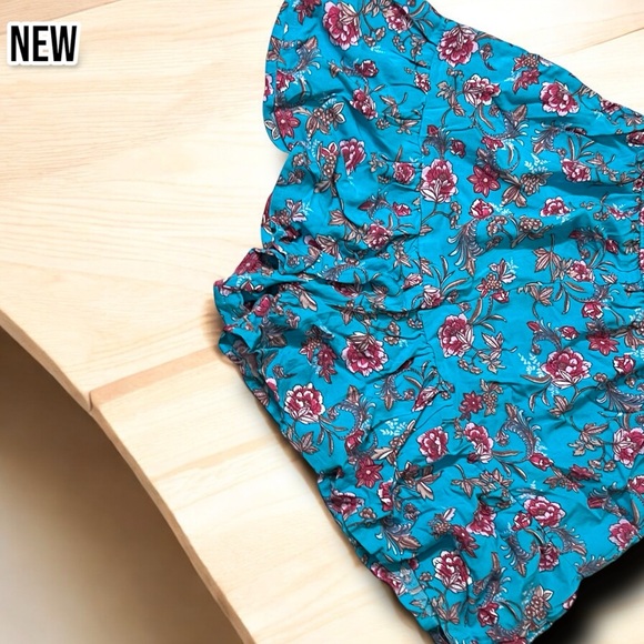 💝New Bebop Blue Floral Strapless Shorts Romper Outfit with tie ( one of the loo - Picture 4 of 8